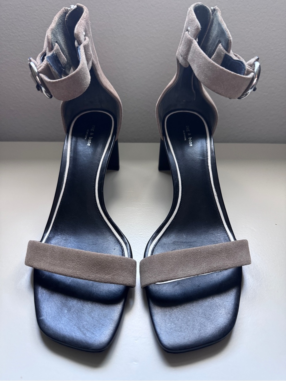 Rag and Bone Ellis Mid Heel Sandal Light Sand Suede Women’s Size 10